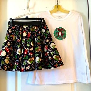 Black & White Christmas Circle Skirt & Shirt Set